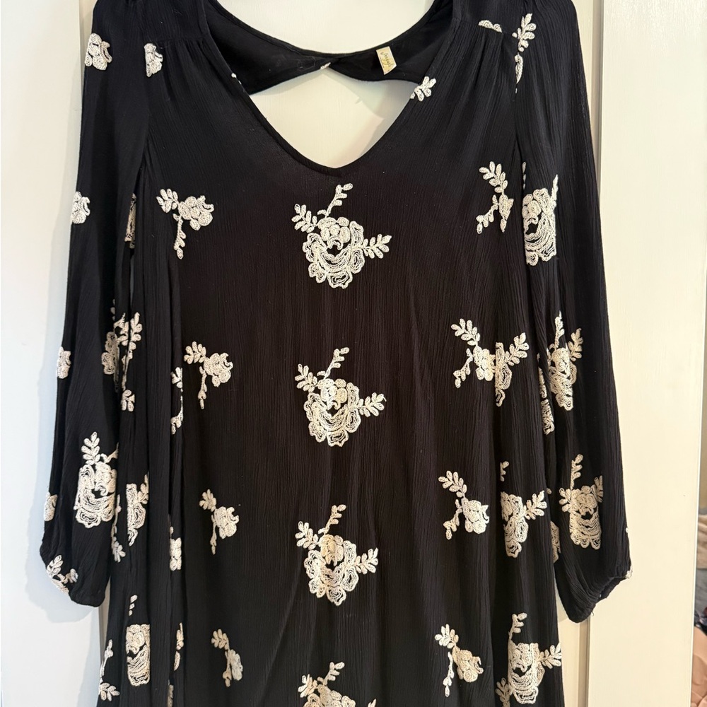 Free People Black Floral Tunic